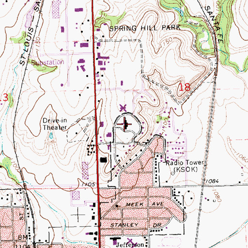 Topographic Map of First United Methodist Church, KS