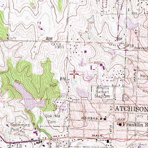 Topographic Map of First Baptist Church, KS