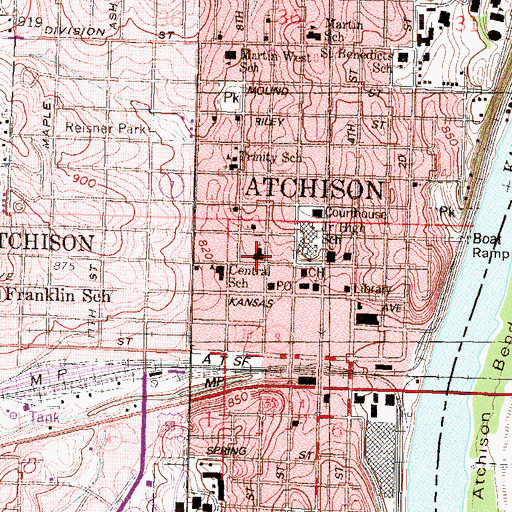 Topographic Map of First Christian Church, KS