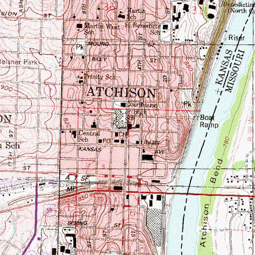 Topographic Map of First Presbyterian Church, KS