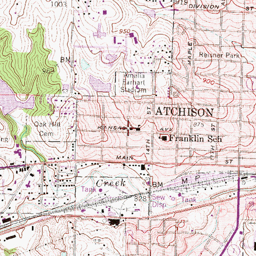 Topographic Map of Sacred Heart Catholic Church, KS