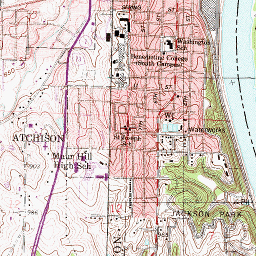 Topographic Map of Saint Joseph's Catholic Church, KS