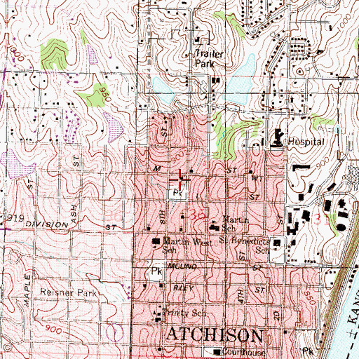 Topographic Map of Second Christian Church, KS