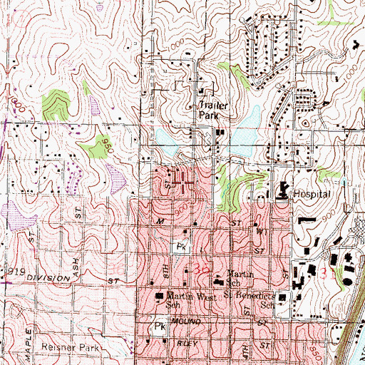 Topographic Map of Shiloh Baptist Church, KS