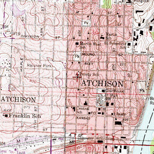 Topographic Map of Trinity Lutheran Church, KS