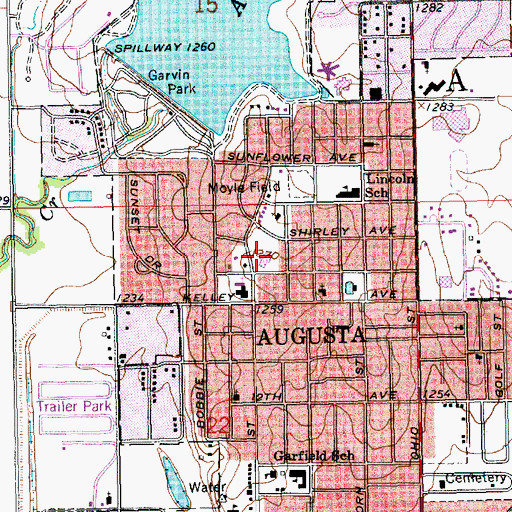 Topographic Map of First Christian Church of Augusta, KS