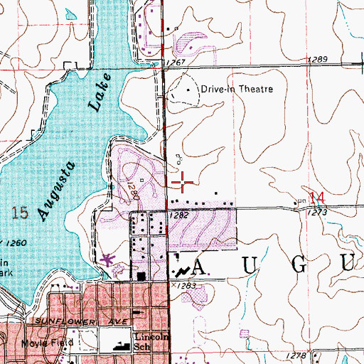 Topographic Map of Augusta United Methodist Church, KS