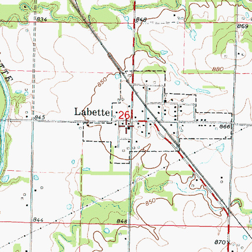 Topographic Map of Labette Baptist Church, KS