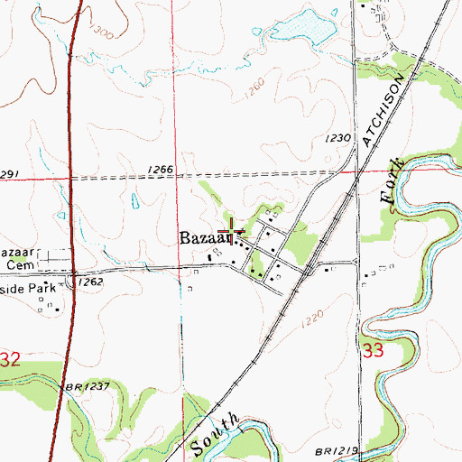 Topographic Map of Bazaar United Methodist Church, KS