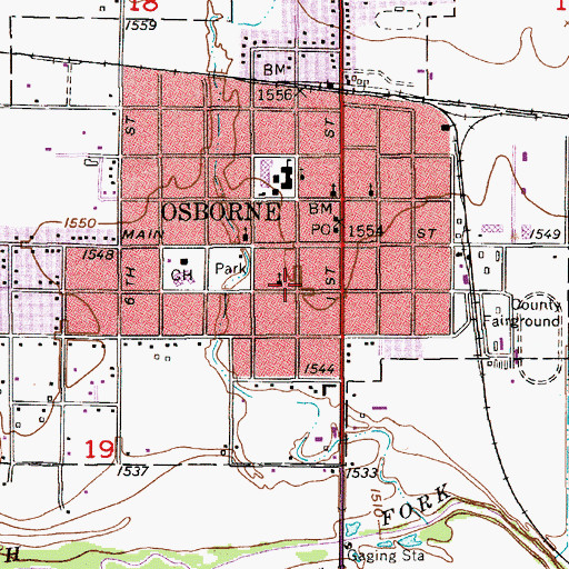 Topographic Map of Bible Baptist Church, KS