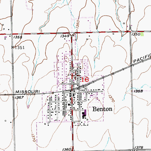 Topographic Map of Benton Christian Church, KS