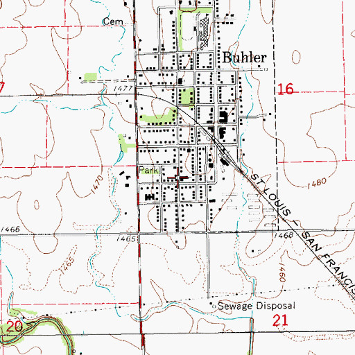 Topographic Map of Buhler Mennonite Church, KS