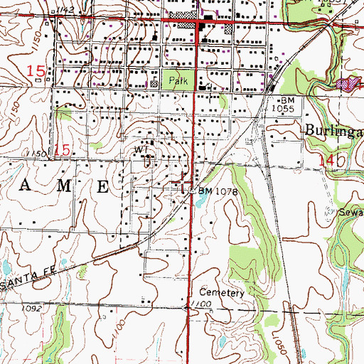 Topographic Map of Grace Assembly Church, KS