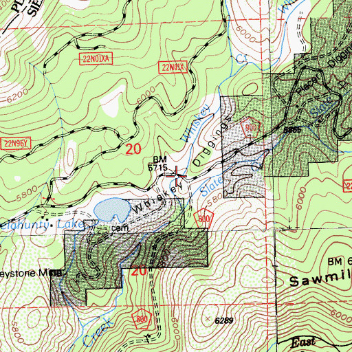 Topographic Map of Whiskey Diggings, CA