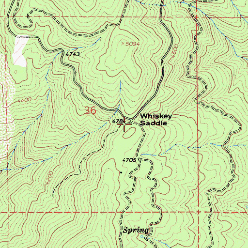 Topographic Map of Whiskey Saddle, CA