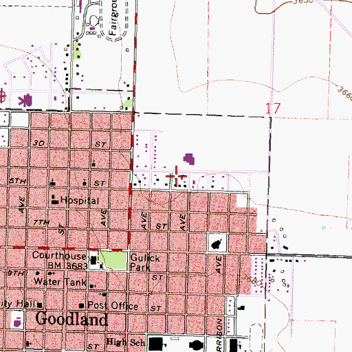 Topographic Map of Calvary Gospel Church, KS