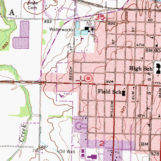 Topographic Map of Calvary Baptist Church, KS
