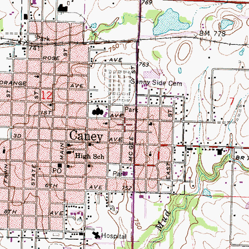 Topographic Map of First Assembly of God Church, KS