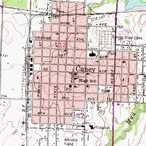 Topographic Map of Liberty Church of Caney, KS