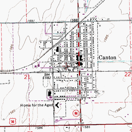 Topographic Map of Canton Christian Church, KS