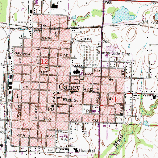 Topographic Map of Sacred Heart Catholic Church, KS