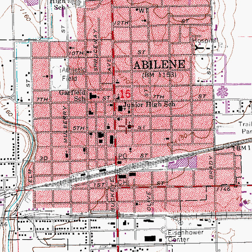 Topographic Map of Community Bible Church, KS