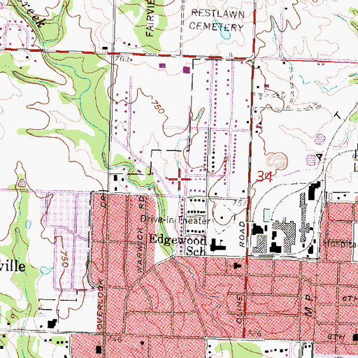 Topographic Map of Coffeyville First Church of the Nazarene, KS