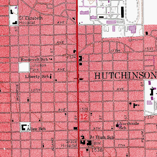 Topographic Map of First Church of Christ Scientist, KS