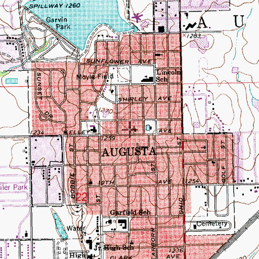 Topographic Map of Christ Lutheran Church, KS