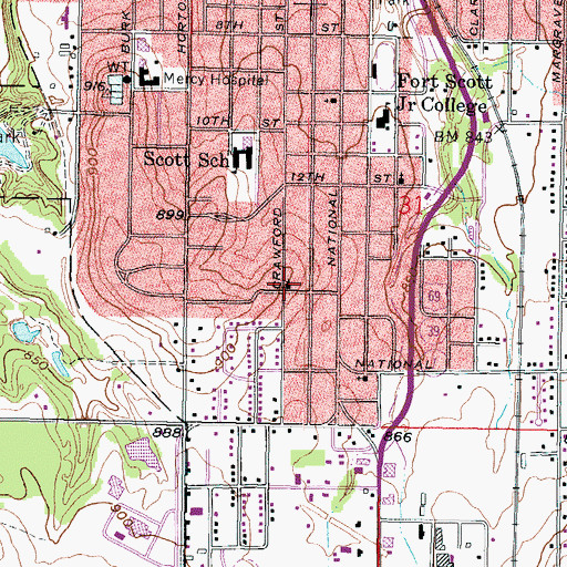 Topographic Map of Church of Christ, KS