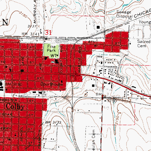 Topographic Map of Colby Church of Christ, KS
