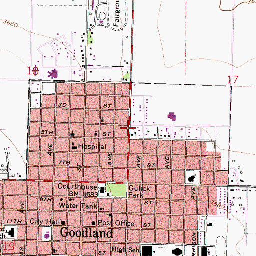 Topographic Map of Goodland Church of Christ, KS
