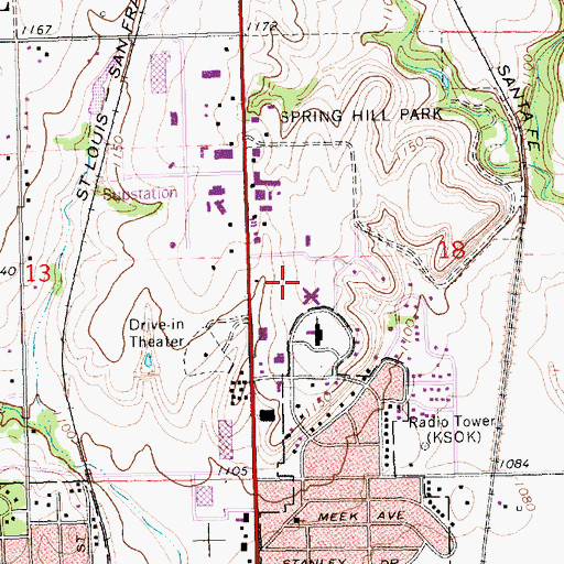 Topographic Map of Arkansas City Church of Christ, KS