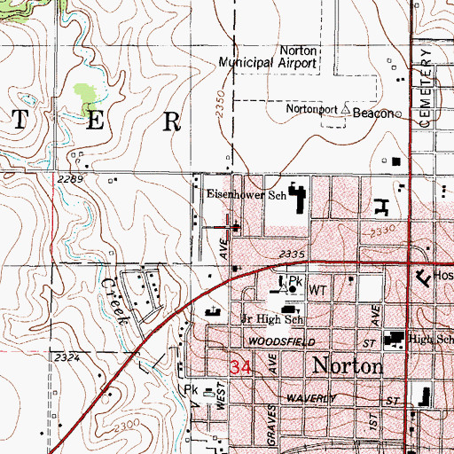 Topographic Map of First Church of God, KS