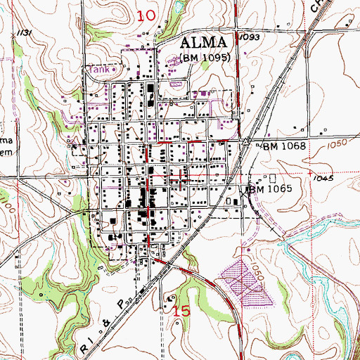 Topographic Map of Alma Peace United Church of Christ, KS
