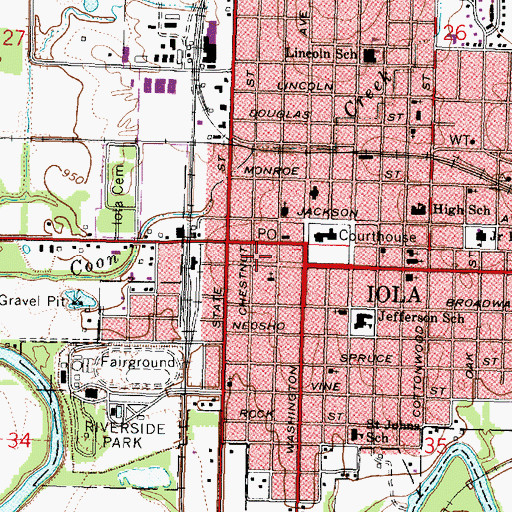 Topographic Map of Grace Southern Baptist Church, KS