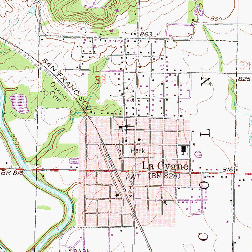 Topographic Map of Calvary Baptist Church, KS