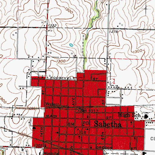 Topographic Map of Calvary Baptist Church, KS