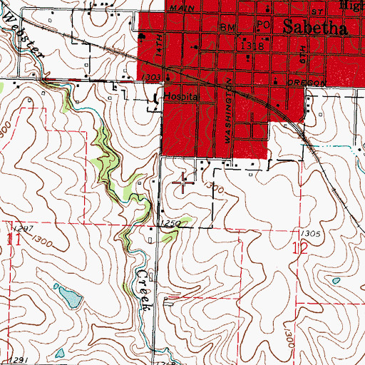 Topographic Map of Sacred Heart Catholic Church, KS