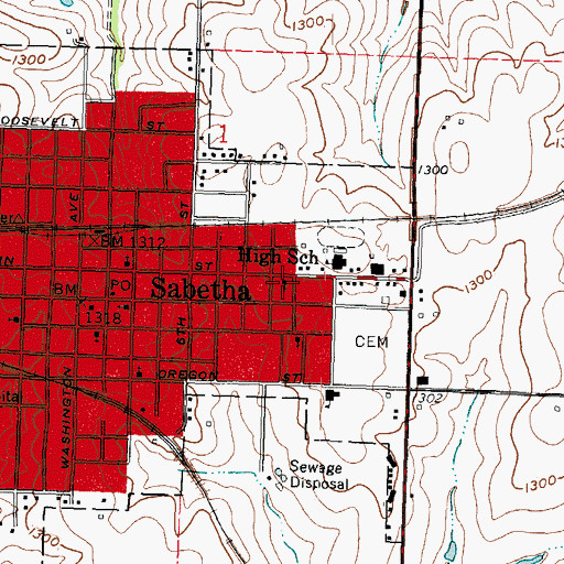 Topographic Map of Trinity Church of the Brethren, KS