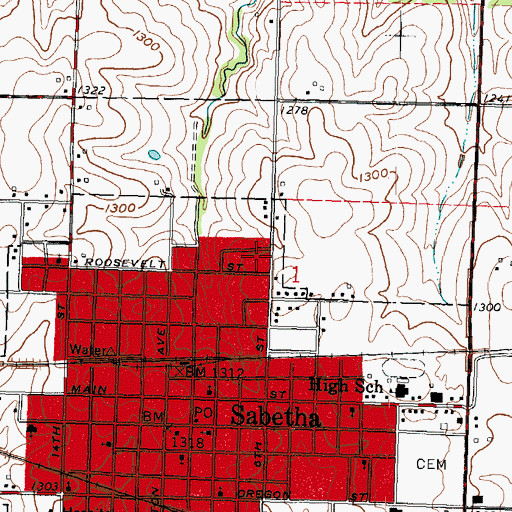 Topographic Map of Twin Oaks Church, KS