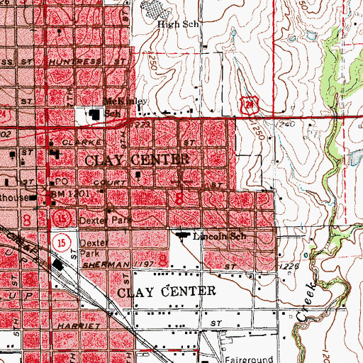 Topographic Map of Clay Center Wesleyan Church, KS