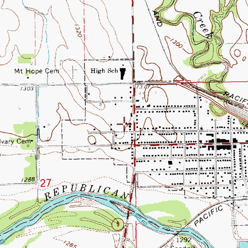 Topographic Map of Saint John the Baptist Catholic Church, KS
