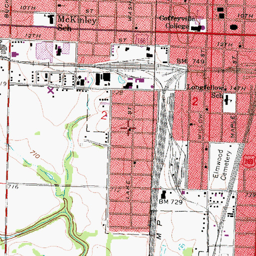 Topographic Map of Union Baptist Church, KS