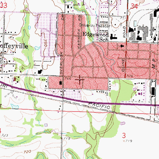 Topographic Map of Coffeyville Seventh Day Adventist Church, KS