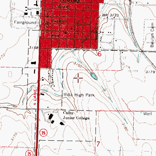 Topographic Map of Colby Berean Church, KS