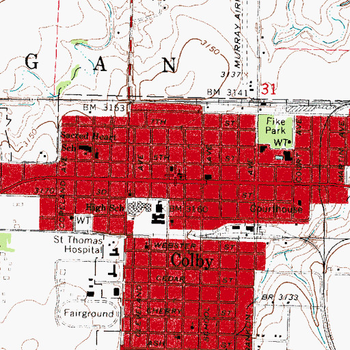 Topographic Map of First Presbyterian Church, KS