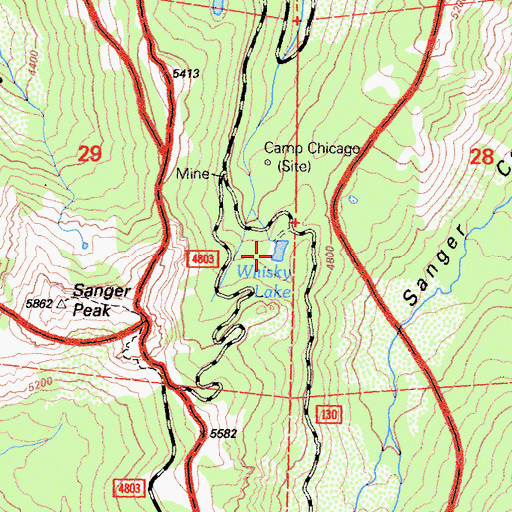Topographic Map of Whisky Lake, CA