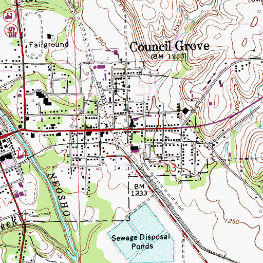 Topographic Map of Calvary Lutheran Church, KS