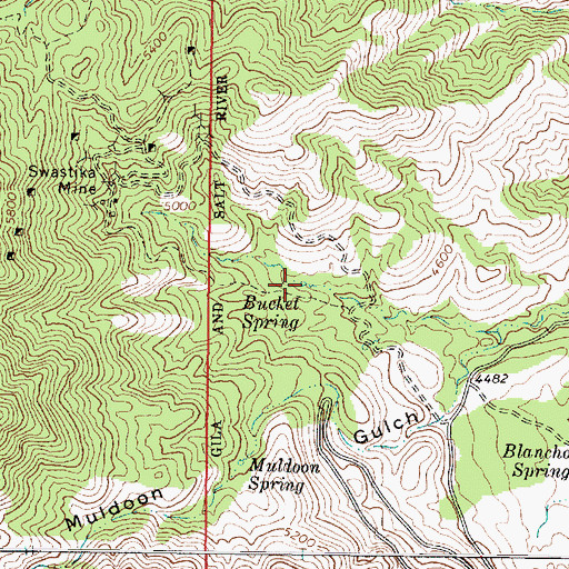 Topographic Map of Bucket Spring, AZ